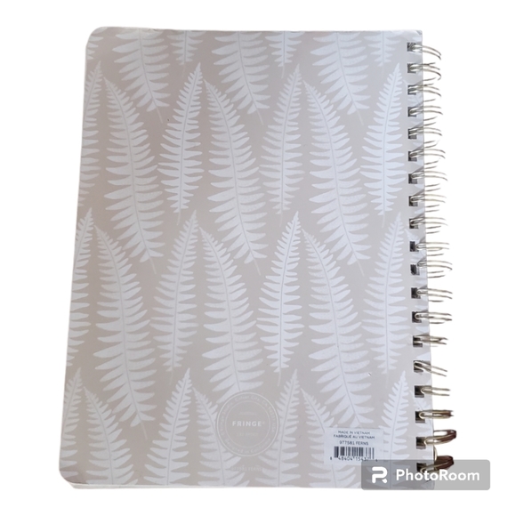 Fringe Studio Faux Leather Vegan White Tan Fern Print Notebook Journal School - Picture 7 of 9